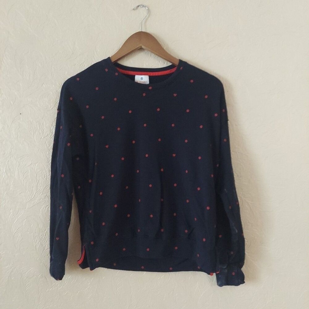 Sundry Black Red Heart Polka Dot Pullover Sweatshirt Sz 1 (Small)